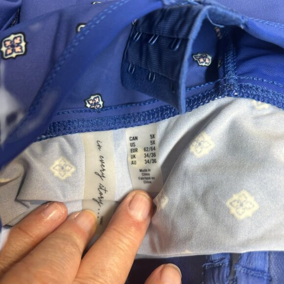 In Every Story Blue Underwire Padded Adjustable Strap Tankini Top Plus Size 5X - Picture 4 of 5